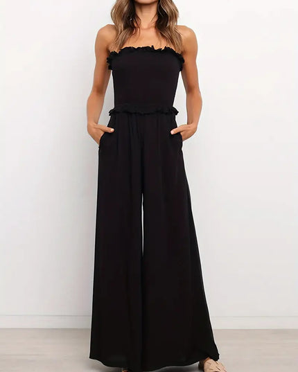 Zwarte off-shoulder jumpsuit