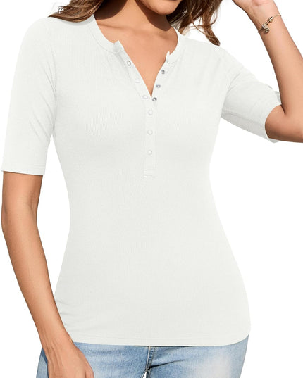 T-shirt met halve mouwen en knopen