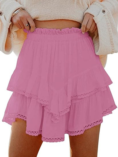 Minirok met hoge taille en ruches