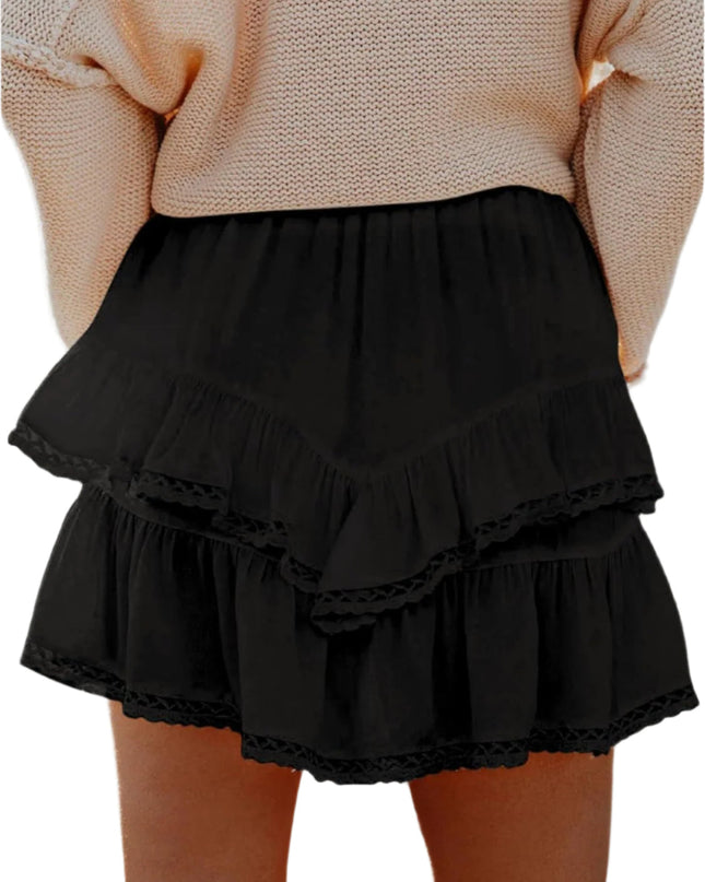 Minirok met hoge taille en ruches