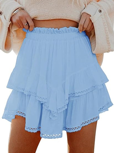 Minirok met hoge taille en ruches