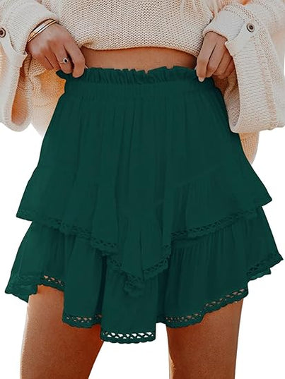 Minirok met hoge taille en ruches