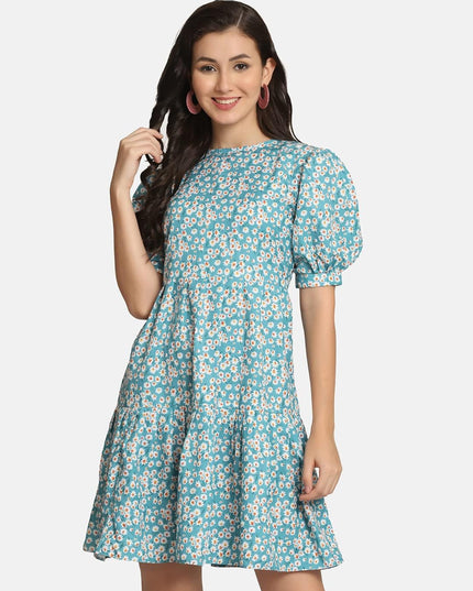 Lerya midi-jurk met bloemenprint