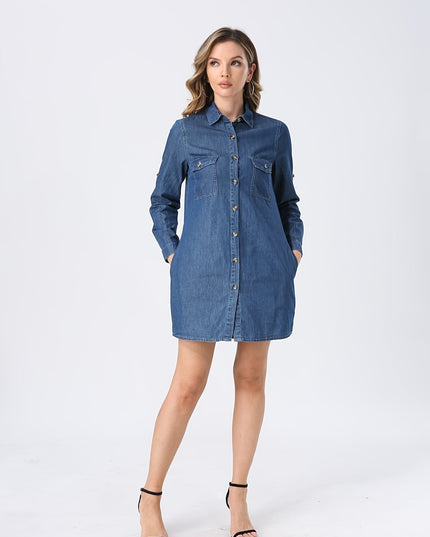 Loszittende denim blouse/jurk
