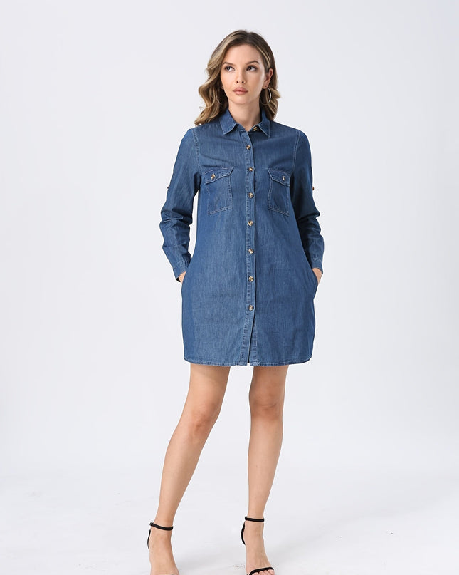 Loszittende denim blouse/jurk
