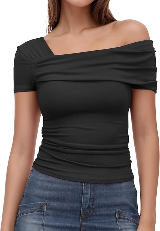 Arriela crop top met één schouder