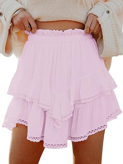 Minirok met hoge taille en ruches