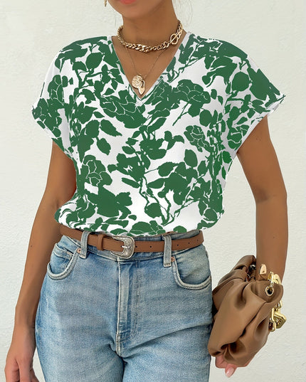 Bloemenshirt met V-hals