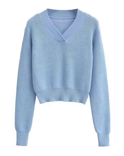 V-hals dikke cropped trui