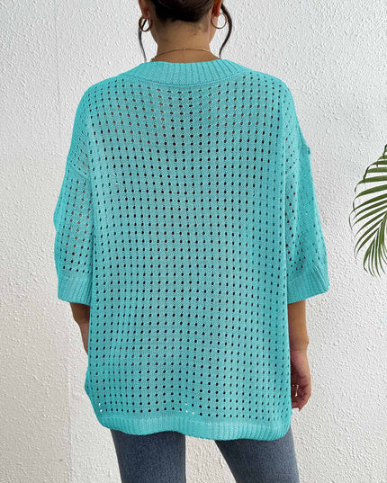 Hol geweven V-hals blouse