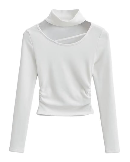 Elegante top met lange mouwen en halsdetail