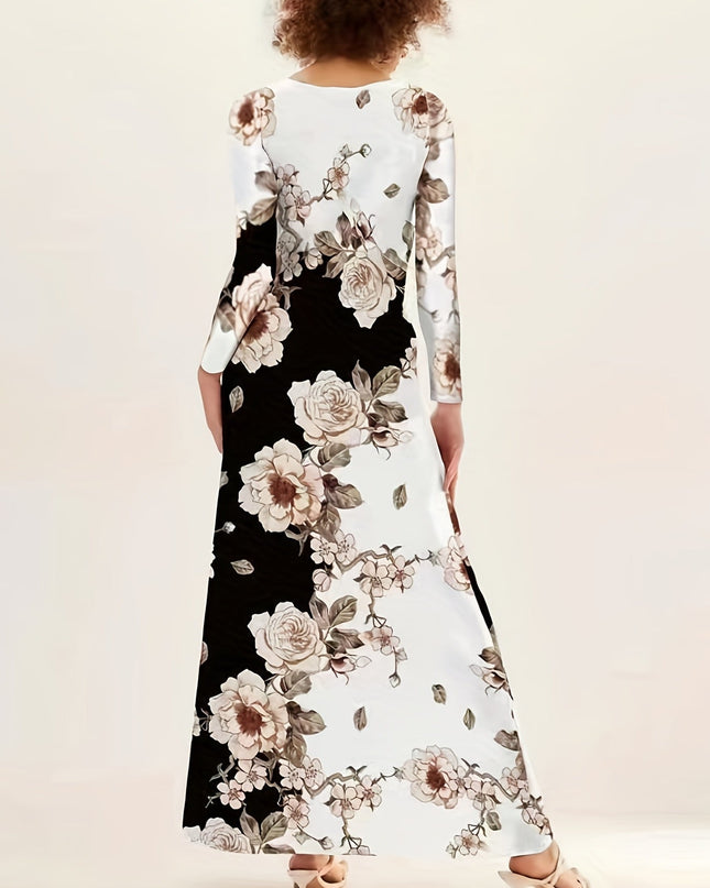 Elegante lange jurk met bloemenprint