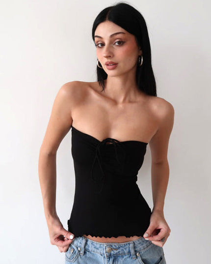 Slanke top met kanten detail
