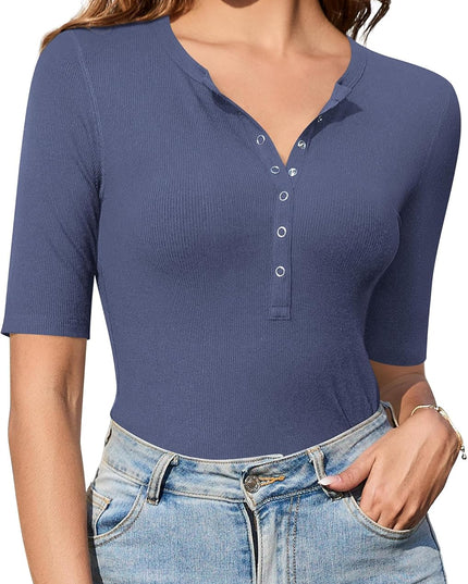 T-shirt met halve mouwen en knopen