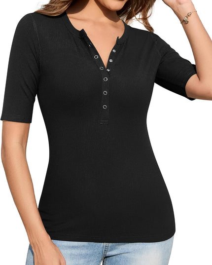 T-shirt met halve mouwen en knopen