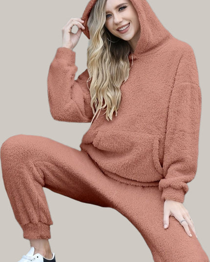 Set van teddytops met capuchon en broek