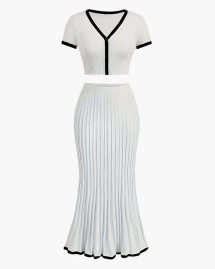 Minimalisme Arina's lange rok met topset