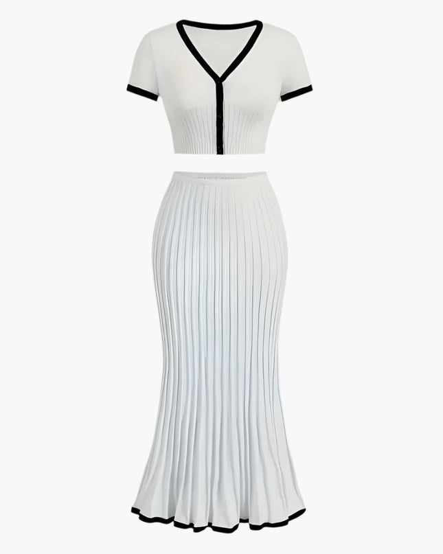 Minimalisme Arina's lange rok met topset