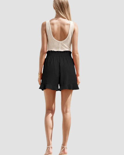 Hoge taille shorts met kant