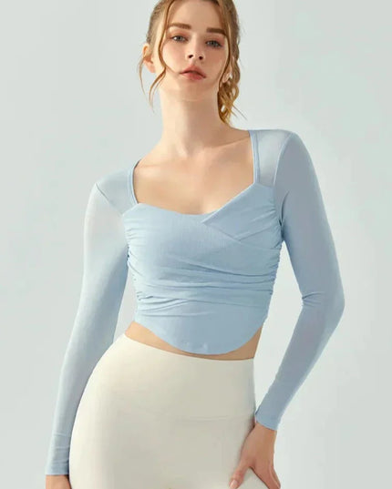 Twisted sport T-shirt met lange mouwen