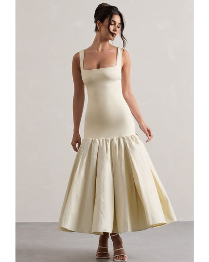 London Cream Maxi-jurk met ruchezoom