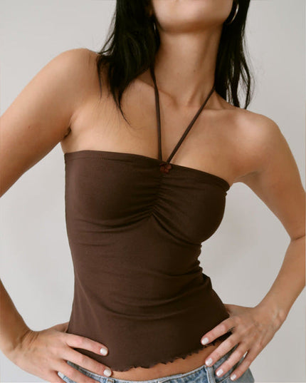 Slanke top met kanten detail