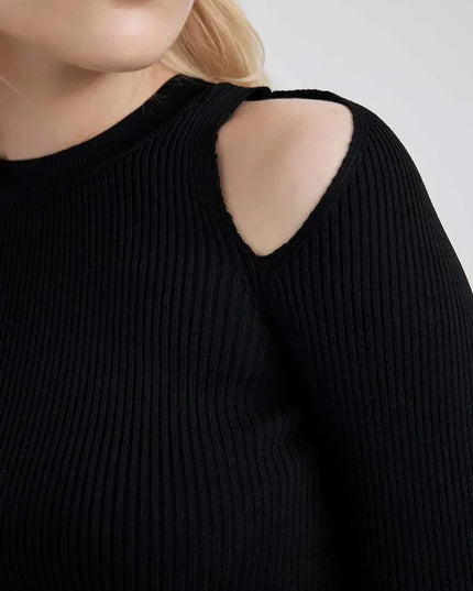 Slim-fit gebreide trui met schouderbandjes