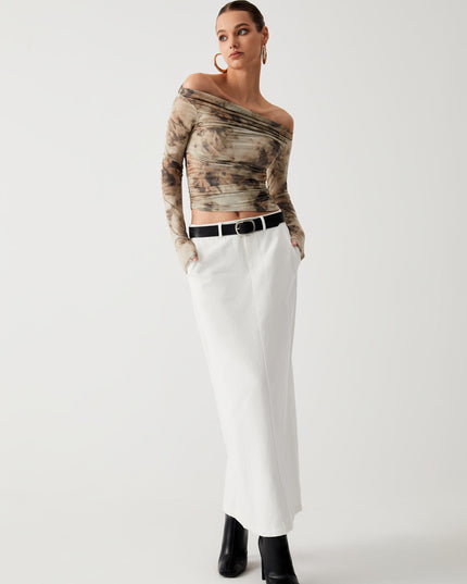 Dunne mesh top met lange mouwen