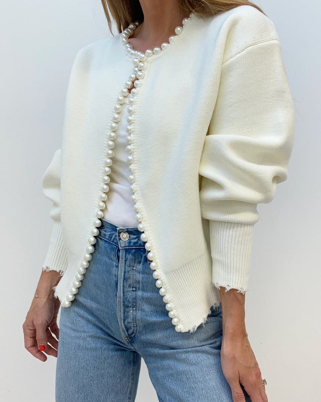 Elegante cardigan met parels