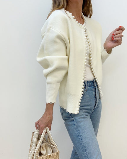 Elegante cardigan met parels