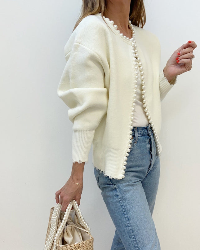 Elegante cardigan met parels