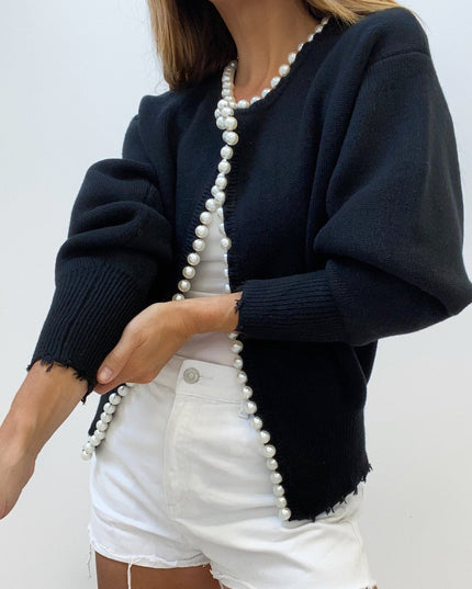 Elegante cardigan met parels