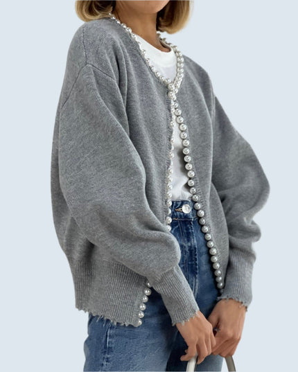 Elegante cardigan met parels