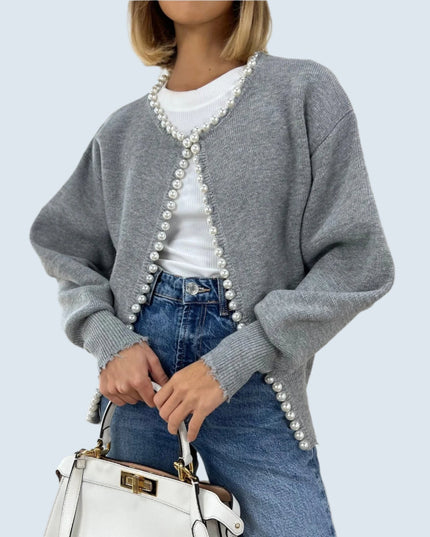 Elegante cardigan met parels