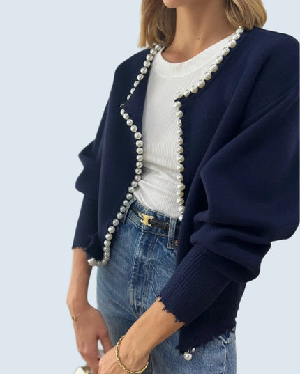 Elegante cardigan met parels