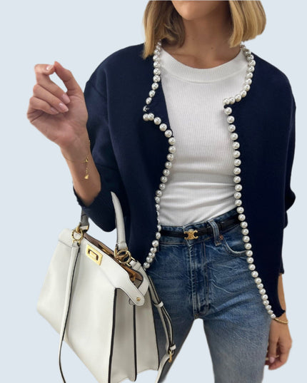 Elegante cardigan met parels