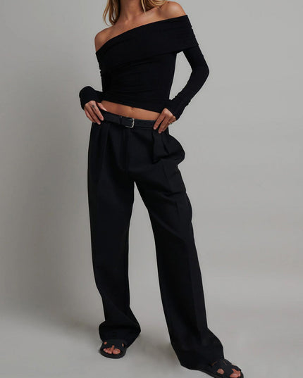 Off-shoulder crop top met lange mouwen