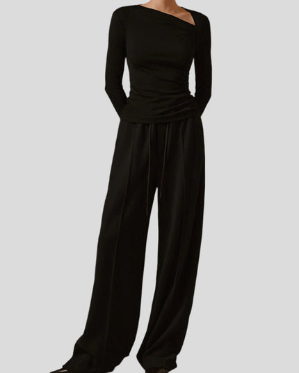 Geribbeld asymmetrisch shirt met lange mouwen