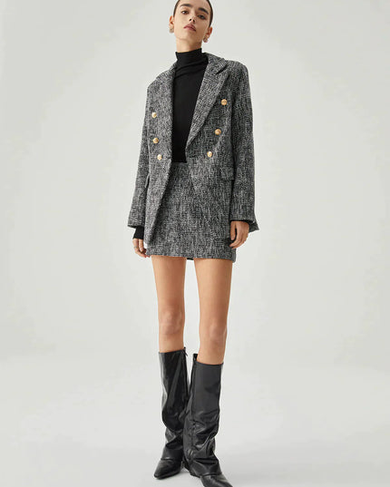 Grijze blazer en rok set