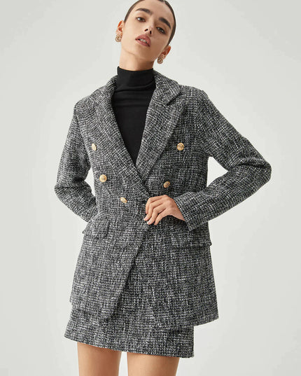 Grijze blazer en rok set