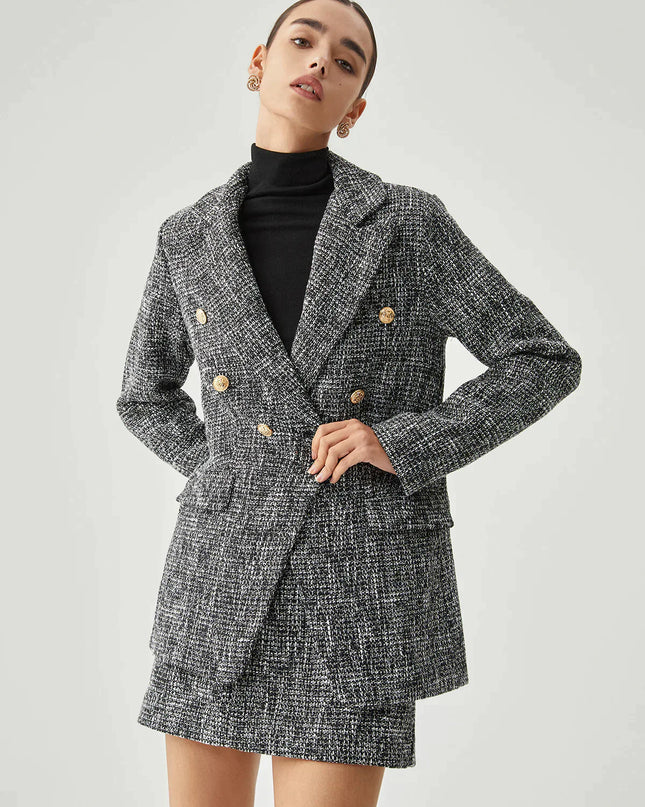 Grijze blazer en rok set