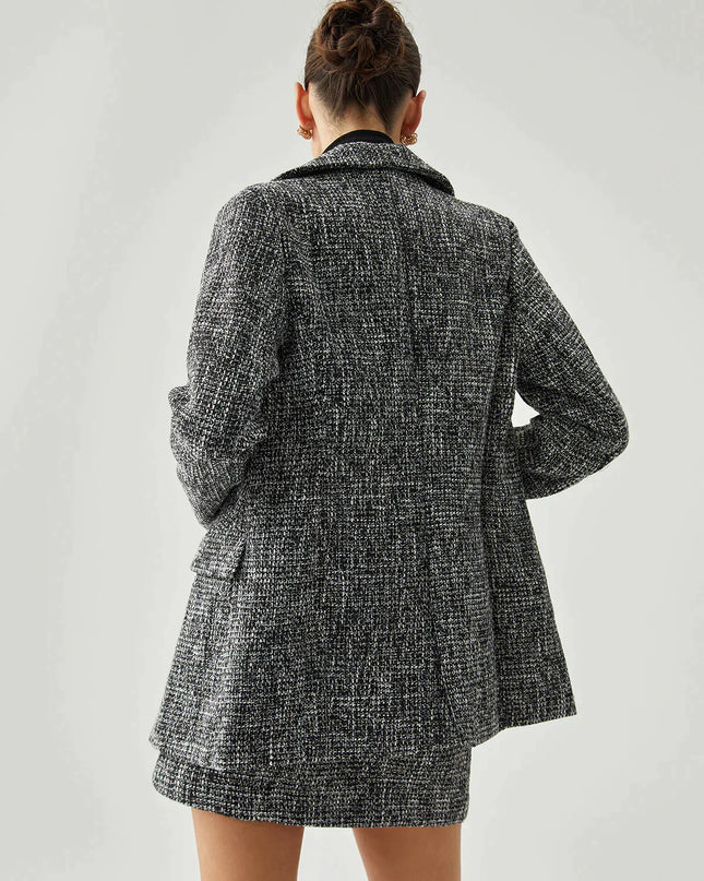 Grijze blazer en rok set