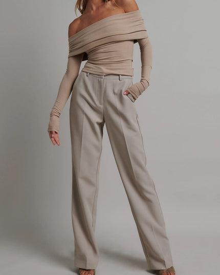Off-shoulder crop top met lange mouwen