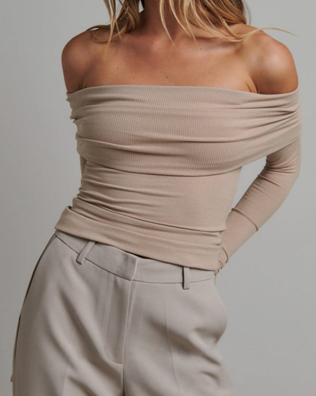 Off-shoulder crop top met lange mouwen