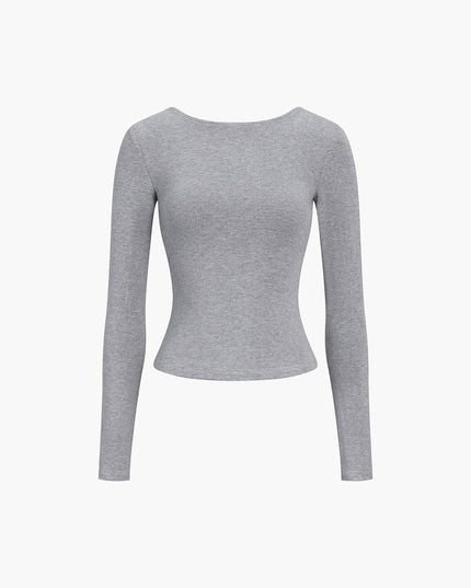 V-vormig shirt met open rug en lange mouwen