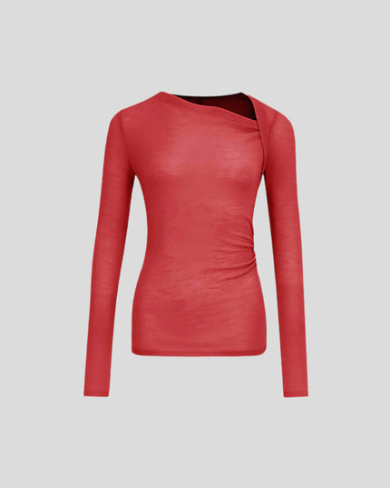 Geribbeld asymmetrisch shirt met lange mouwen