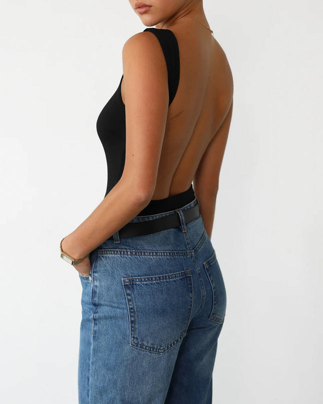 Mouwloos bodysuit met open rug