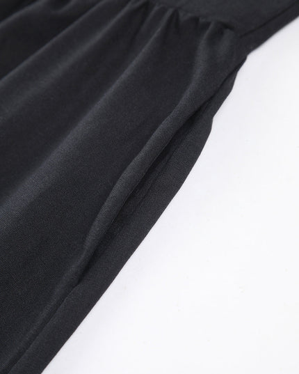 Zwarte katoenen maxi-jurk met korset