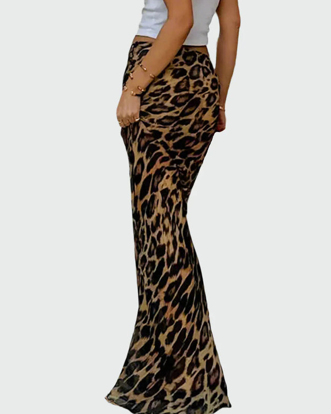 Slanke maxi-rok met luipaardprint
