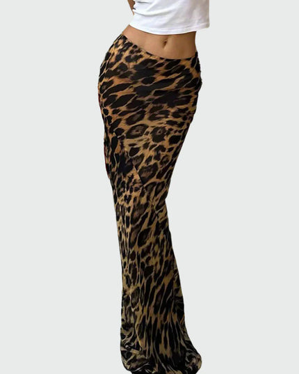 Slanke maxi-rok met luipaardprint